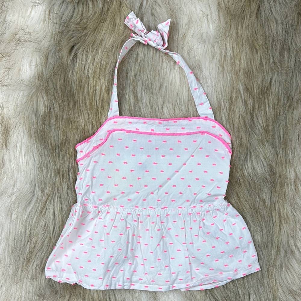 Size 5 Janie and Jack Girls' Pink Polka Dot Halter Top
